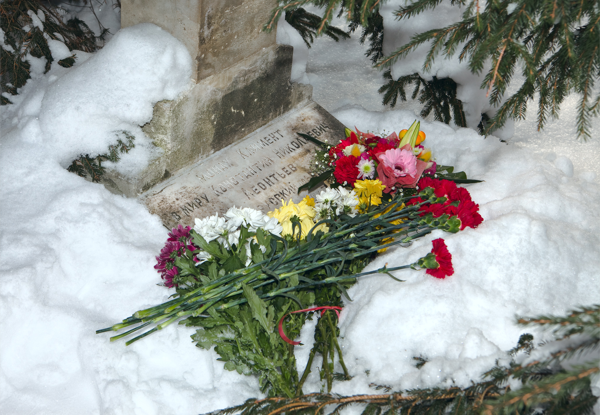 На могиле монаха Климента (Леонтьева) в Гефсиманском Черниговском скиту